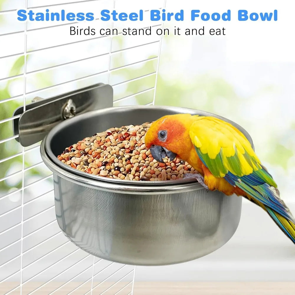 Bird Cage Feeder Cups 2PCS for Food & Water