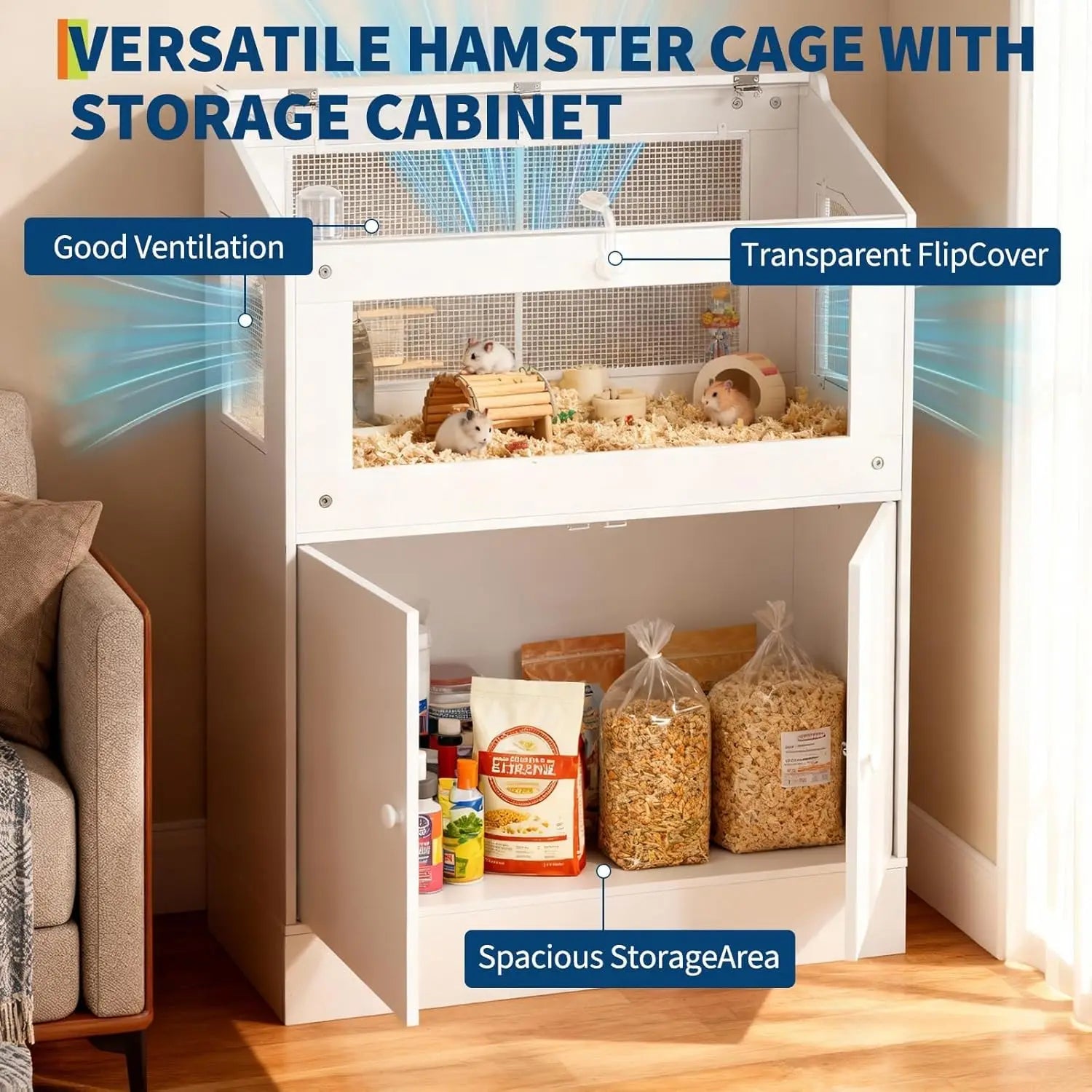 Small Animals Cage with Storage Cabinet