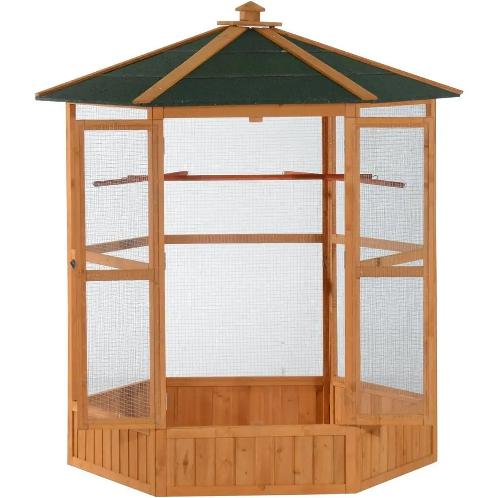 69" Large Wooden Hexagonal Outdoor Bird Cage