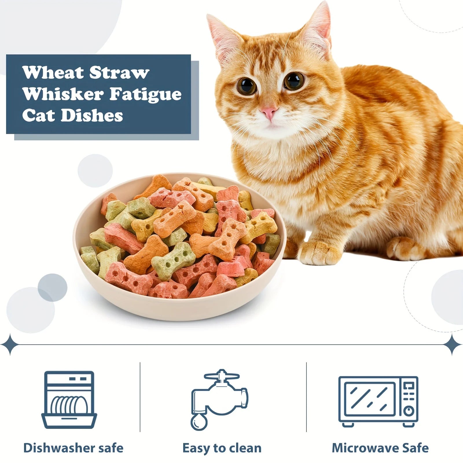 4pcs Shallow Colorful Cat Food and Water Bowls