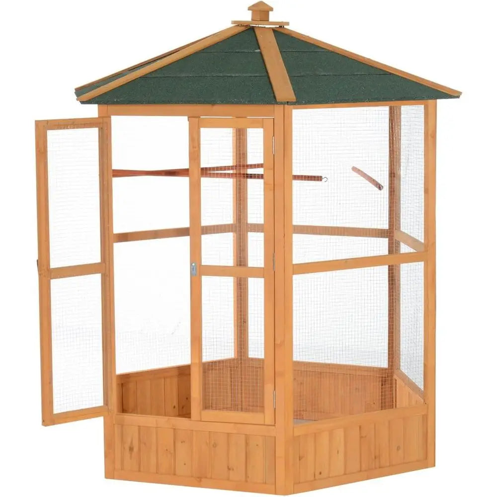 69" Large Wooden Hexagonal Outdoor Bird Cage