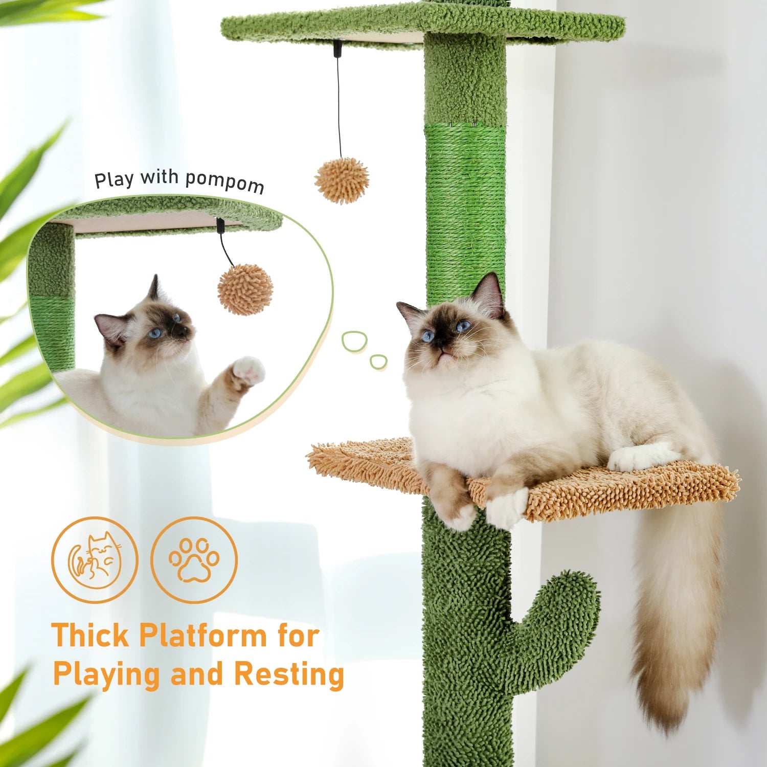 5-Tier Floor to Ceiling Cactus Cat Tower
