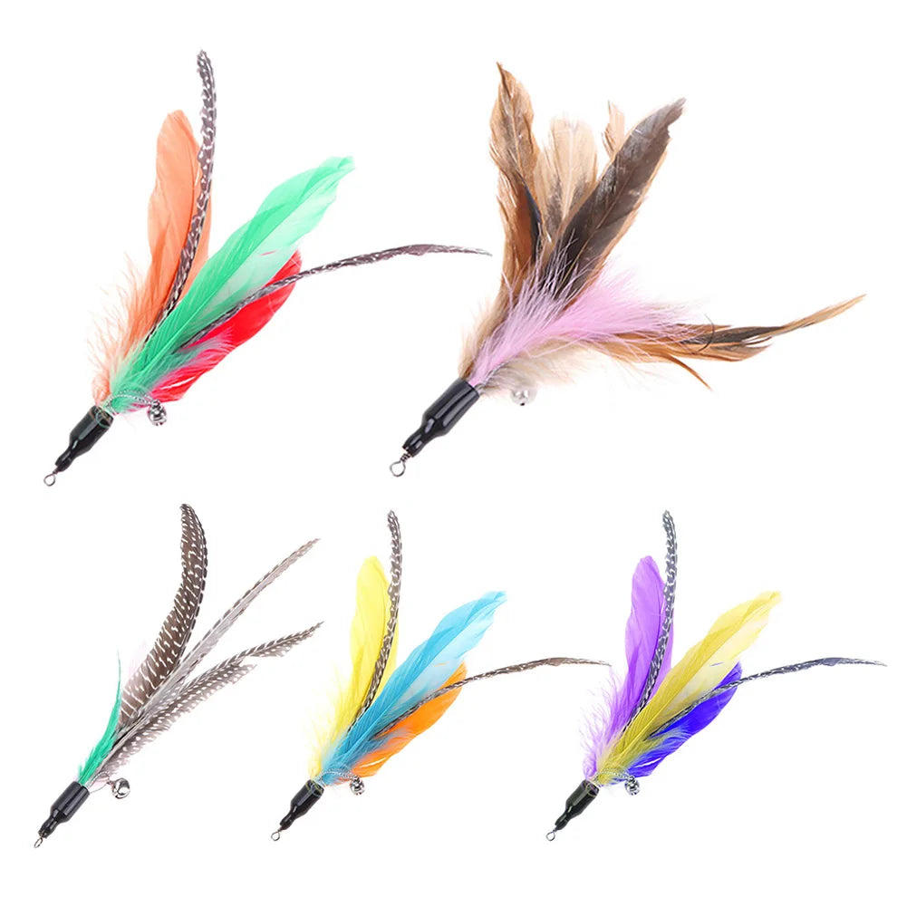 5pcs Interactive Cat Stick Colorful Feather Replacements