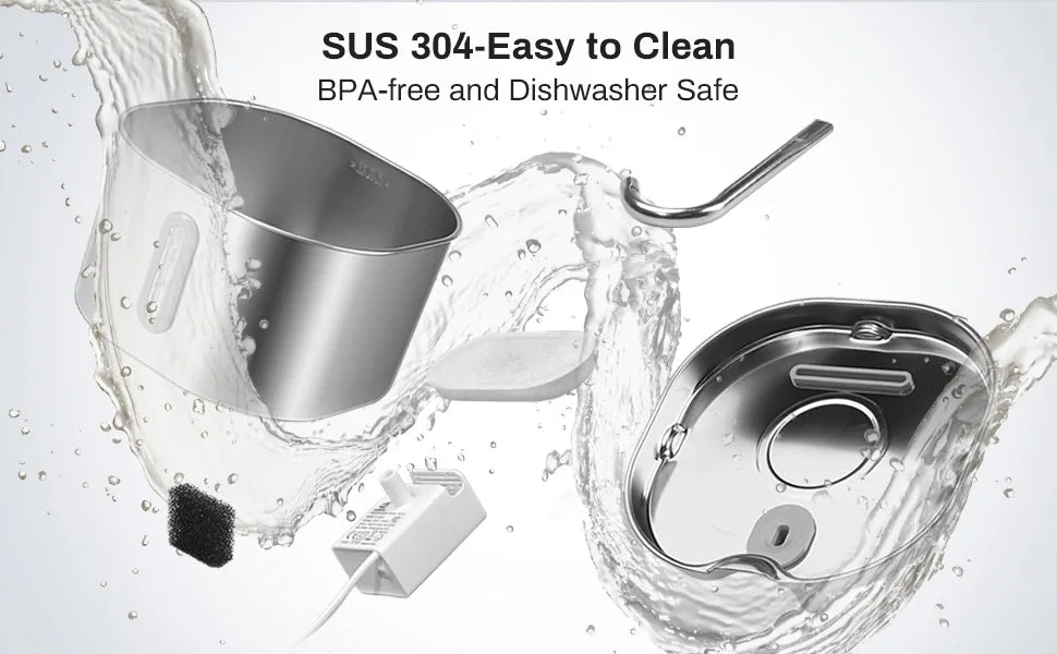 2.2L Stainless Steel Cat Water Fountain Ultra Quiet
