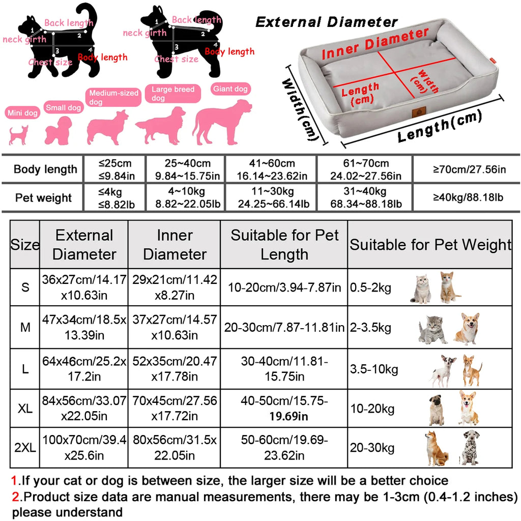 Four Season Rectangle Waterproof Pet Bed