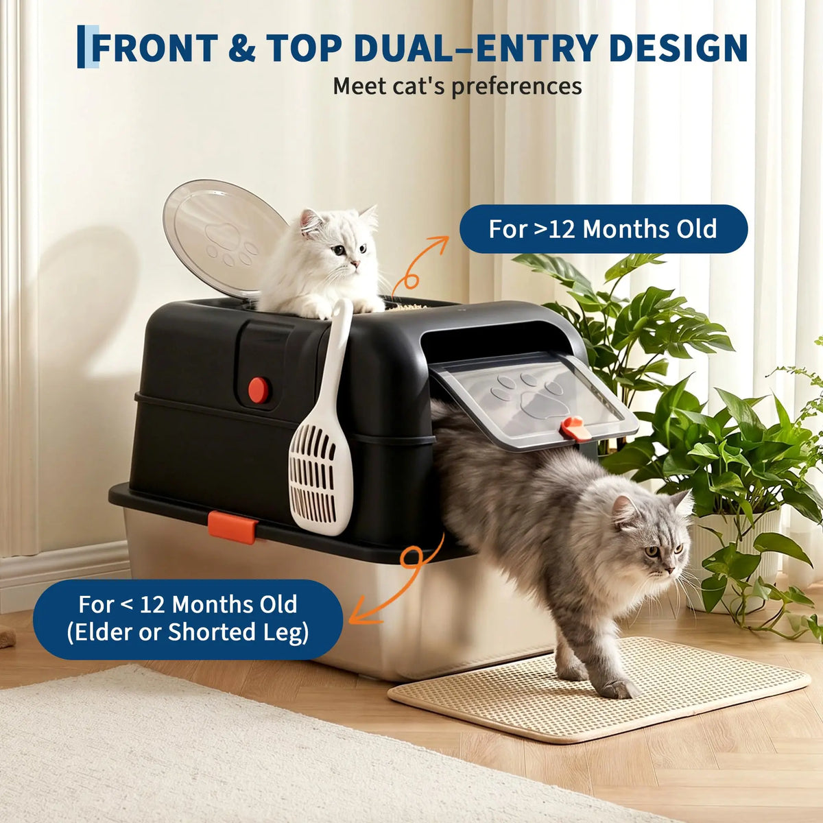 Enclosed Stainless Steel Litter Box With Lid for Cats