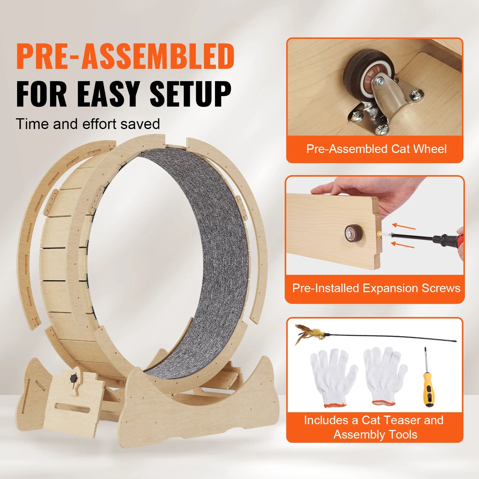 Wooden Exercise Wheel Large Cat Treadmill