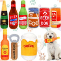 9 Pcs Beer Dog Squeaky Plush Toys Set