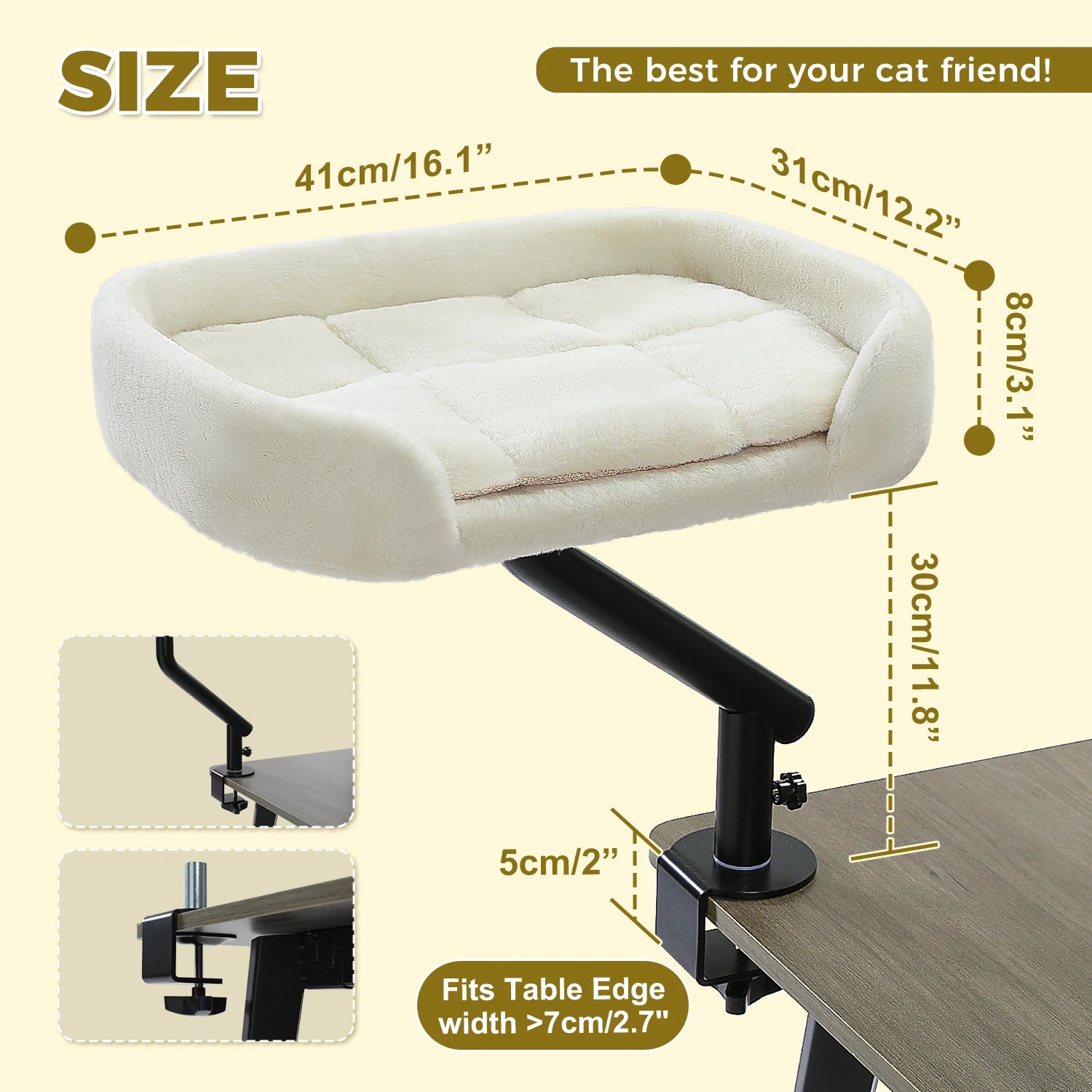 360° Rotatable Cat Bed and Stand for Desk