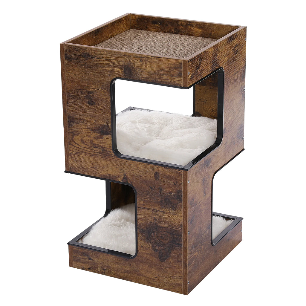 Modern Wood Cat Condo House Bed