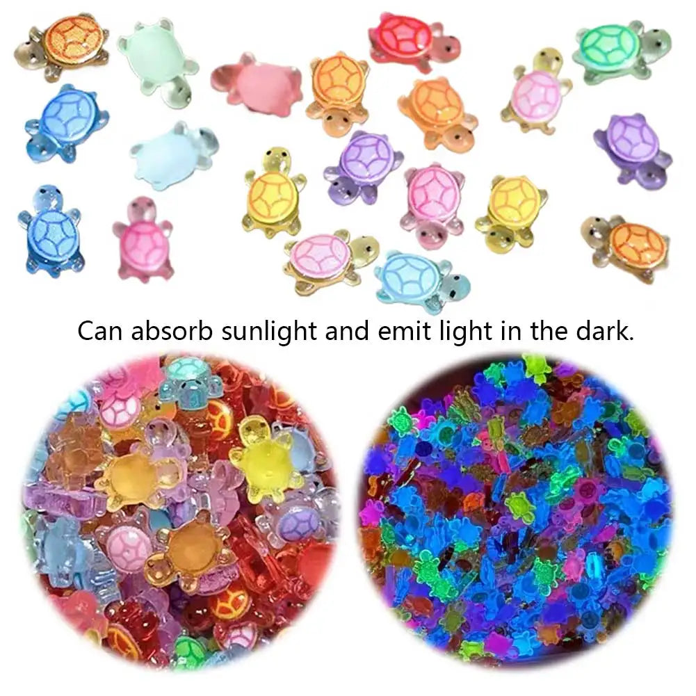 100Pcs Mini Resin Turtles Night Glow Figurines