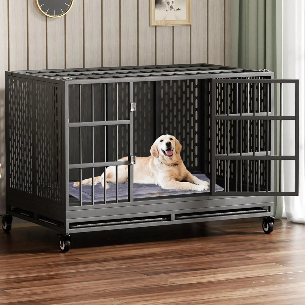 48-Inch Heavy-Duty Dog Crate with Wheels
