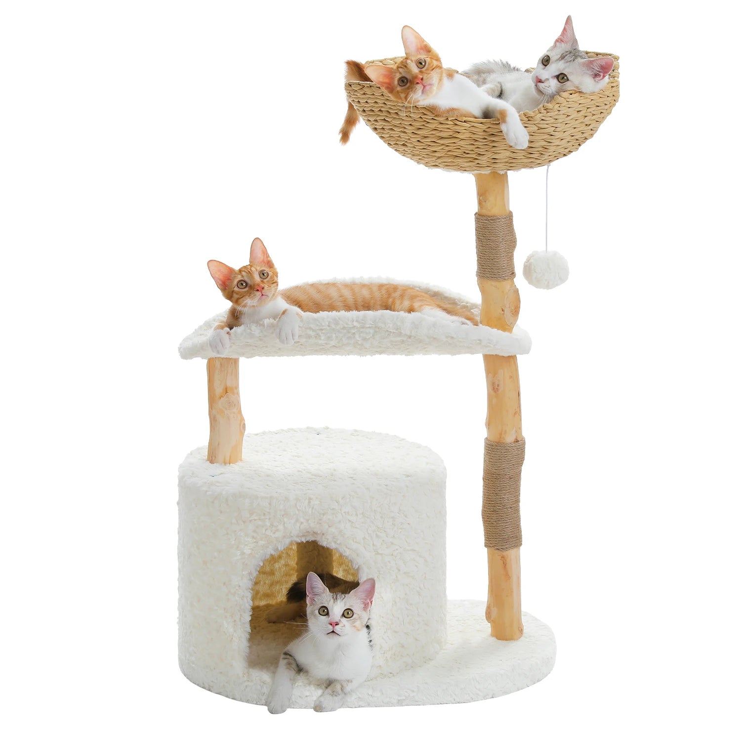 Modern Cat Tree Tower with Wood Scratching Posts