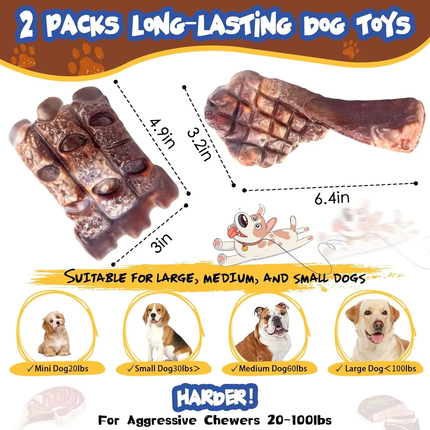2 Pack Indestructible Dog Chew Toys