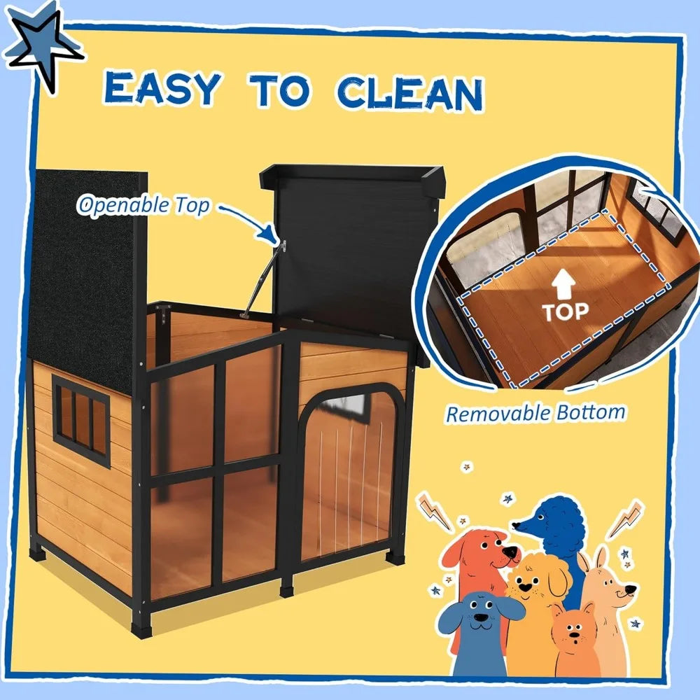 Outside Cabin-Style Wooden Dog House
