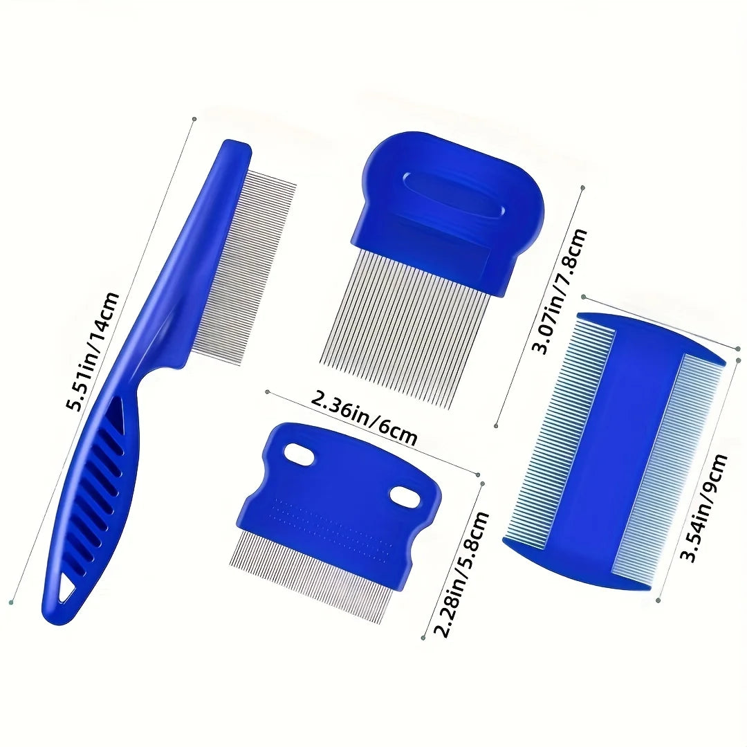 4 Pack Flea and Lice Pet Grooming Combs