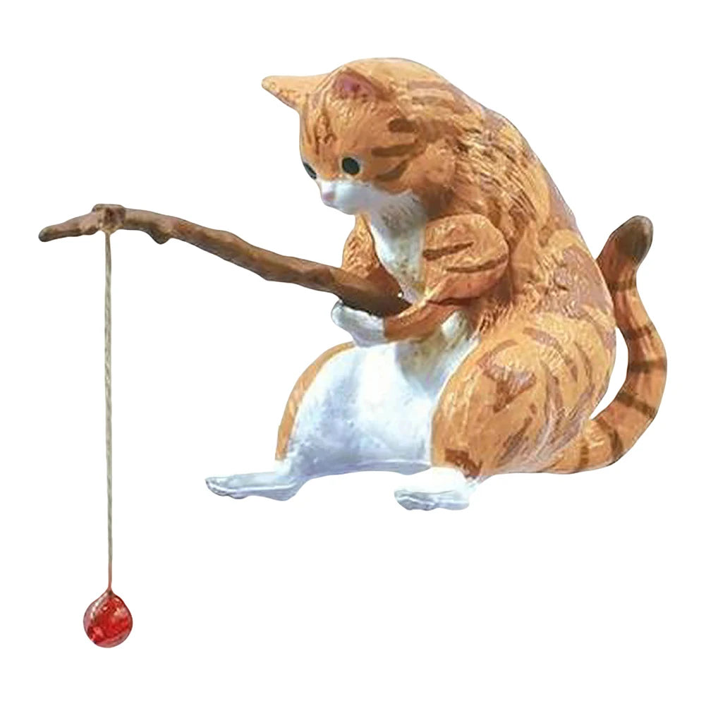 Cute Fishing Cat Figurine Ornament Aquarium Decoration
