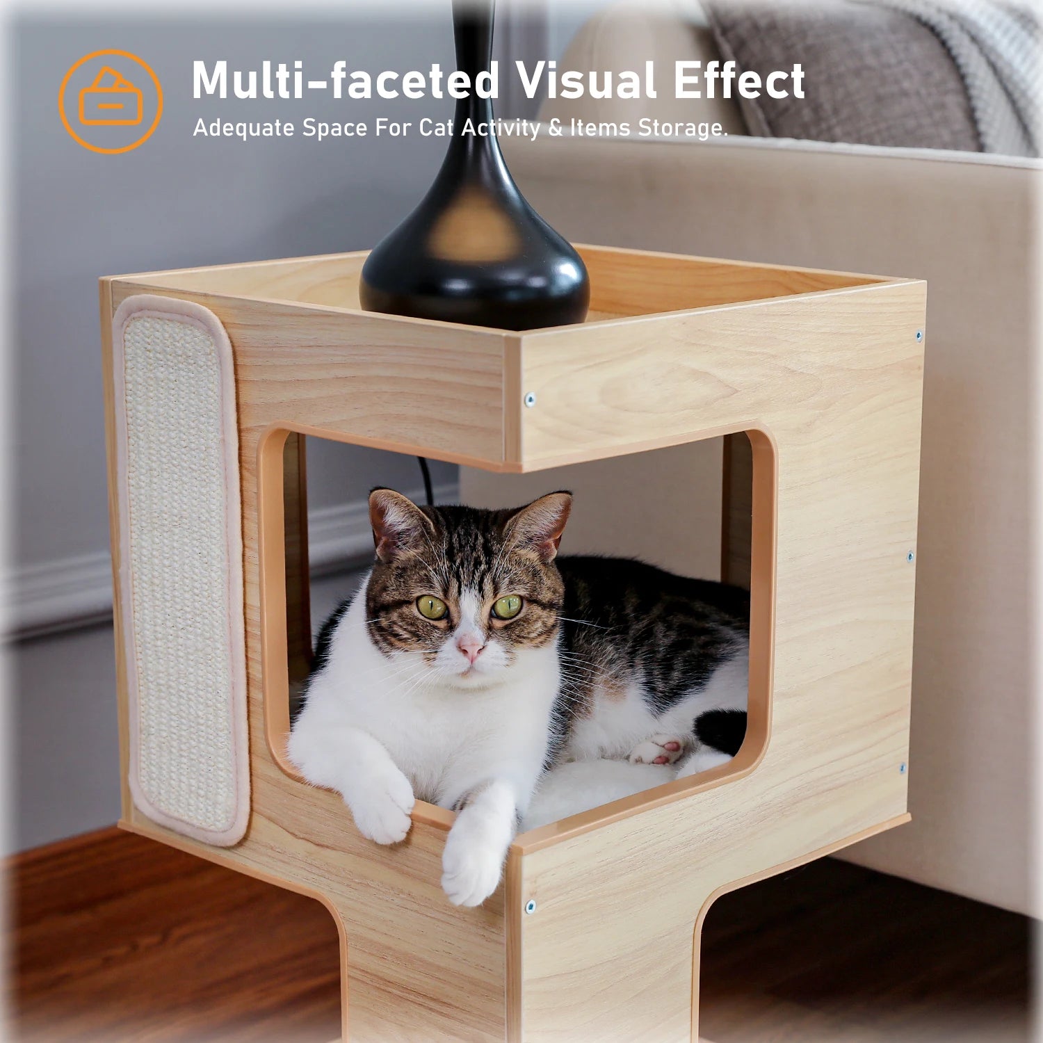Modern Wood Cat Condo House Bed