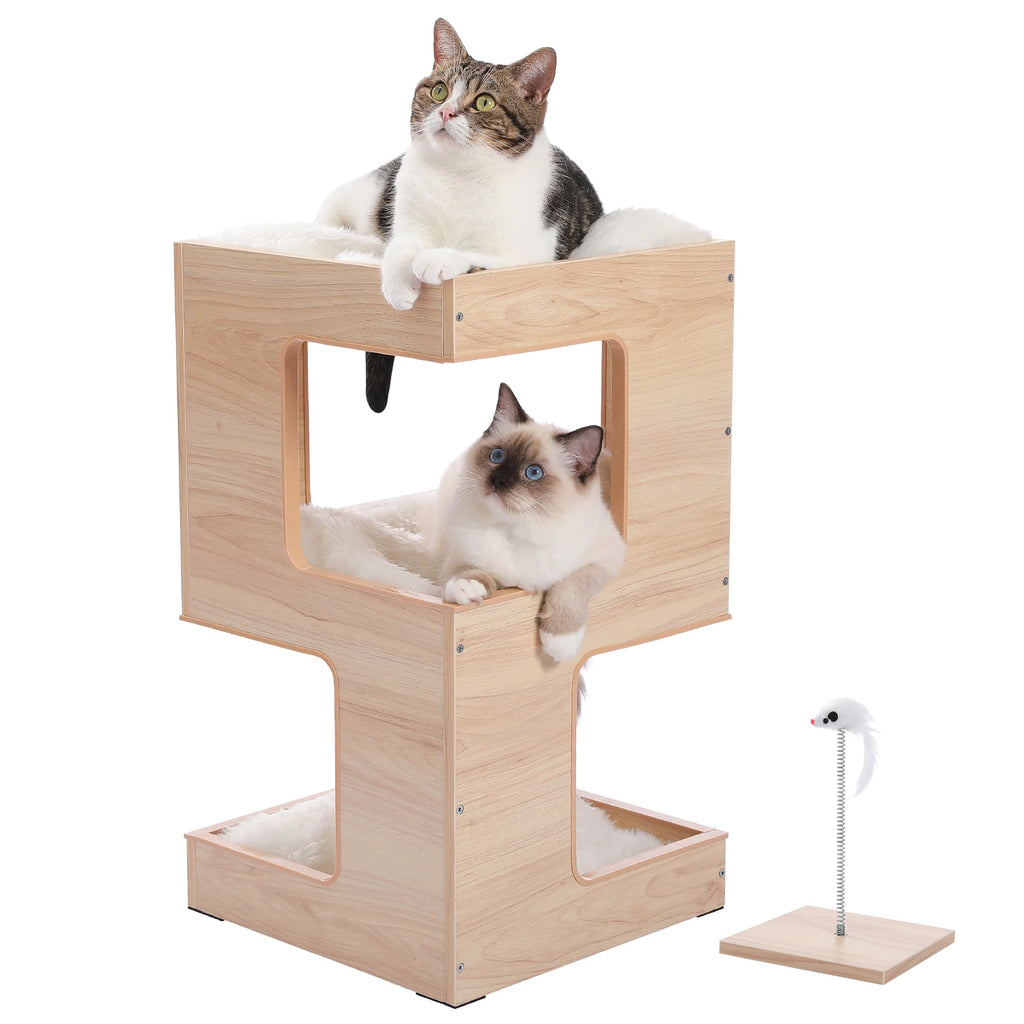 Modern Wood Cat Condo House Bed