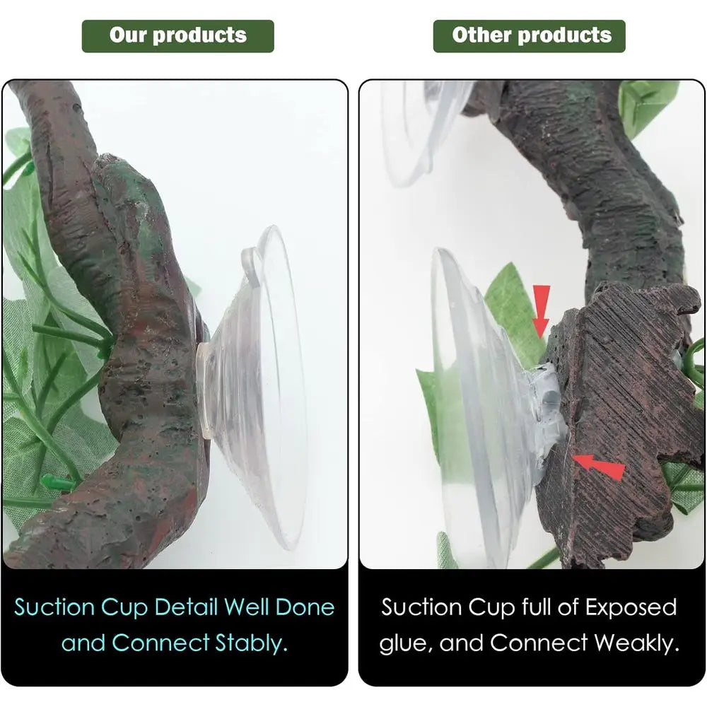 Terrarium Climbing Decor for Reptiles and Amphibians with Suction Mount