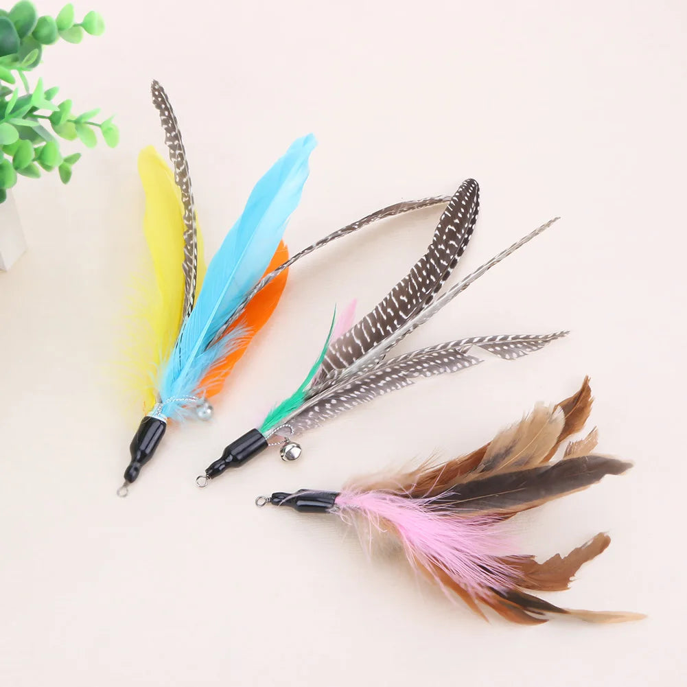 5pcs Interactive Cat Stick Colorful Feather Replacements