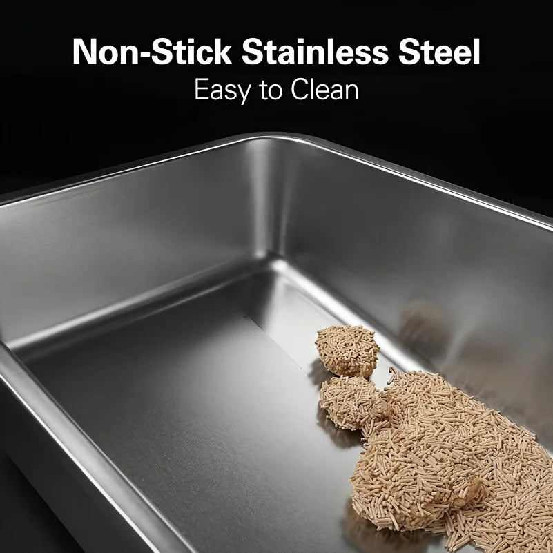 Heavy Duty Large Stainless Steel Cat Litter Box