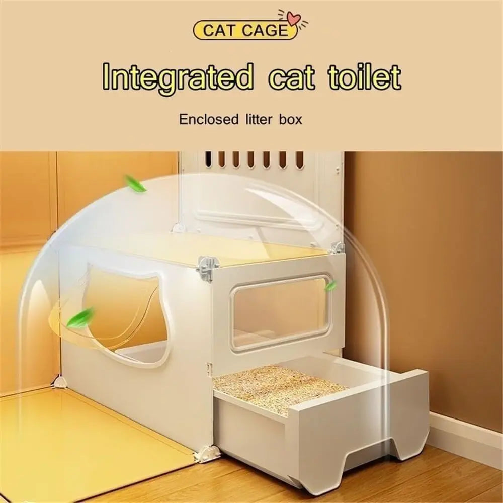 Large Cat Cage Indoor House with Litter Box