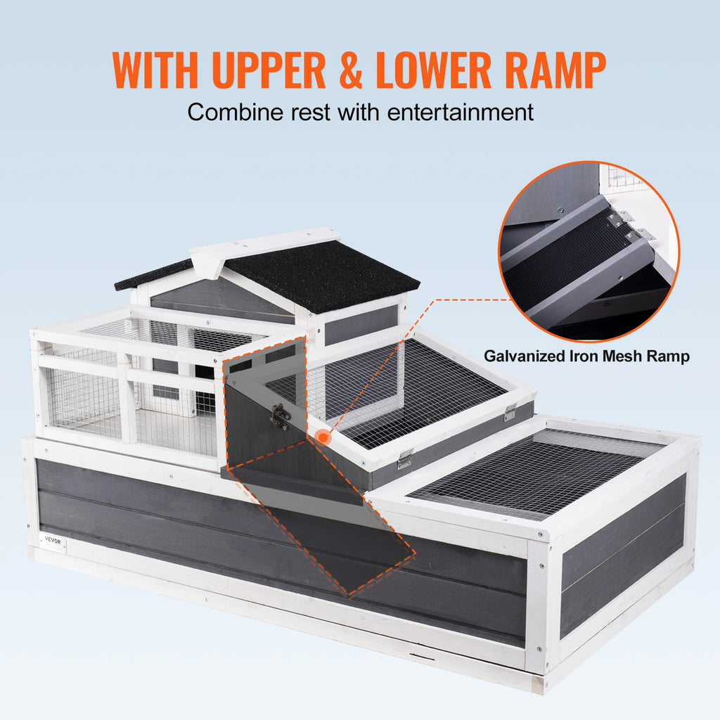 2-Story Wooden Habitat House with Adjustable Ramp