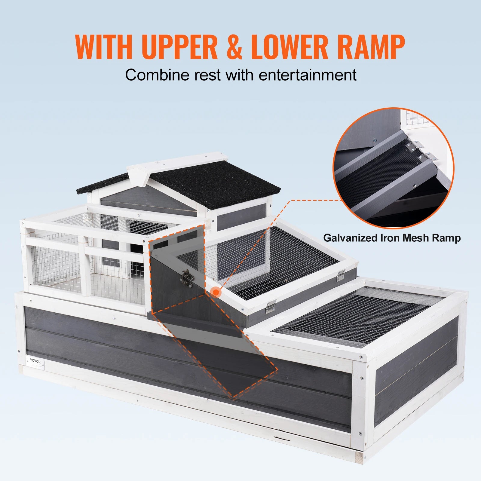 2-Story Wooden Habitat House with Adjustable Ramp
