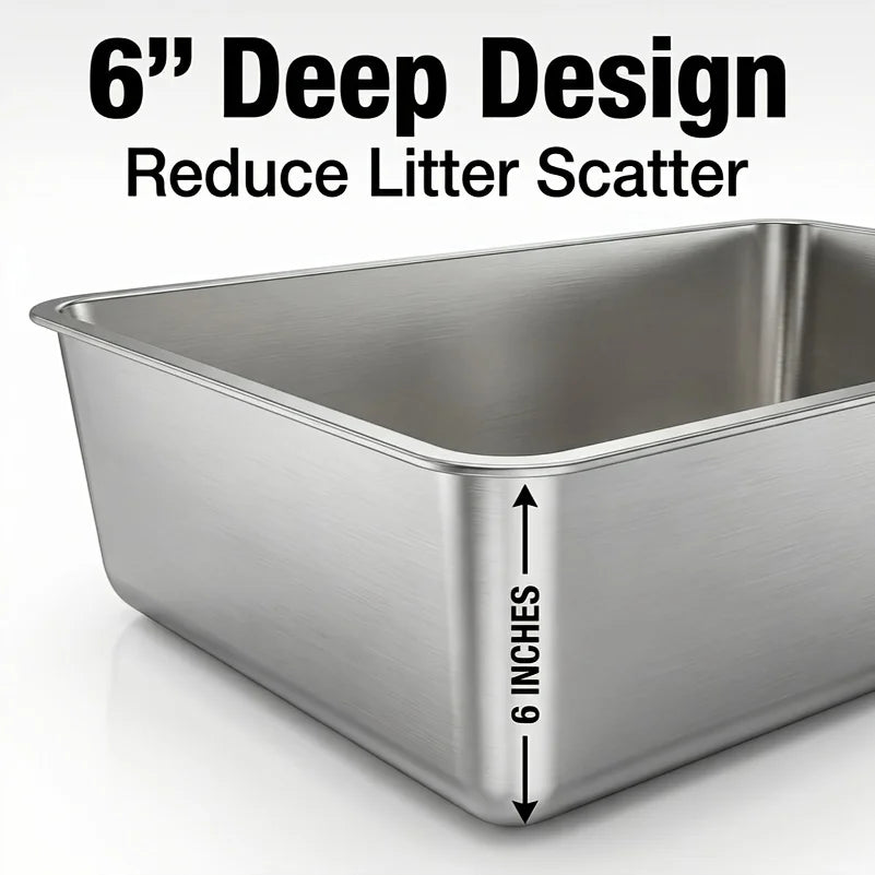 Heavy Duty Large Stainless Steel Cat Litter Box
