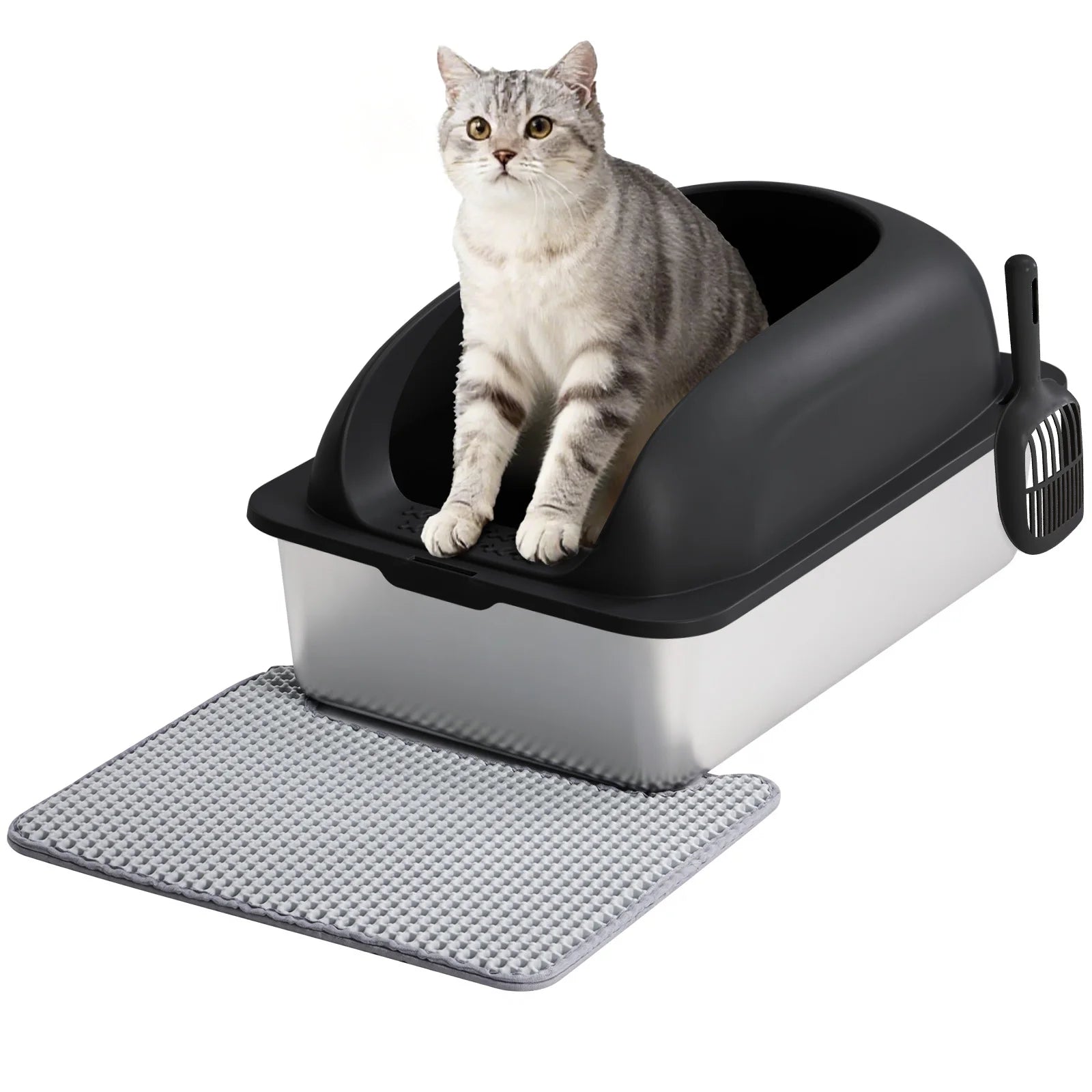 24IN Stainless Steel Cat Litter Box with Lid