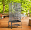 69-Inch Large Black Metal Bird Cage with Wheels