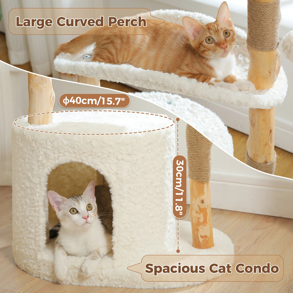 Modern Cat Tree Tower with Wood Scratching Posts