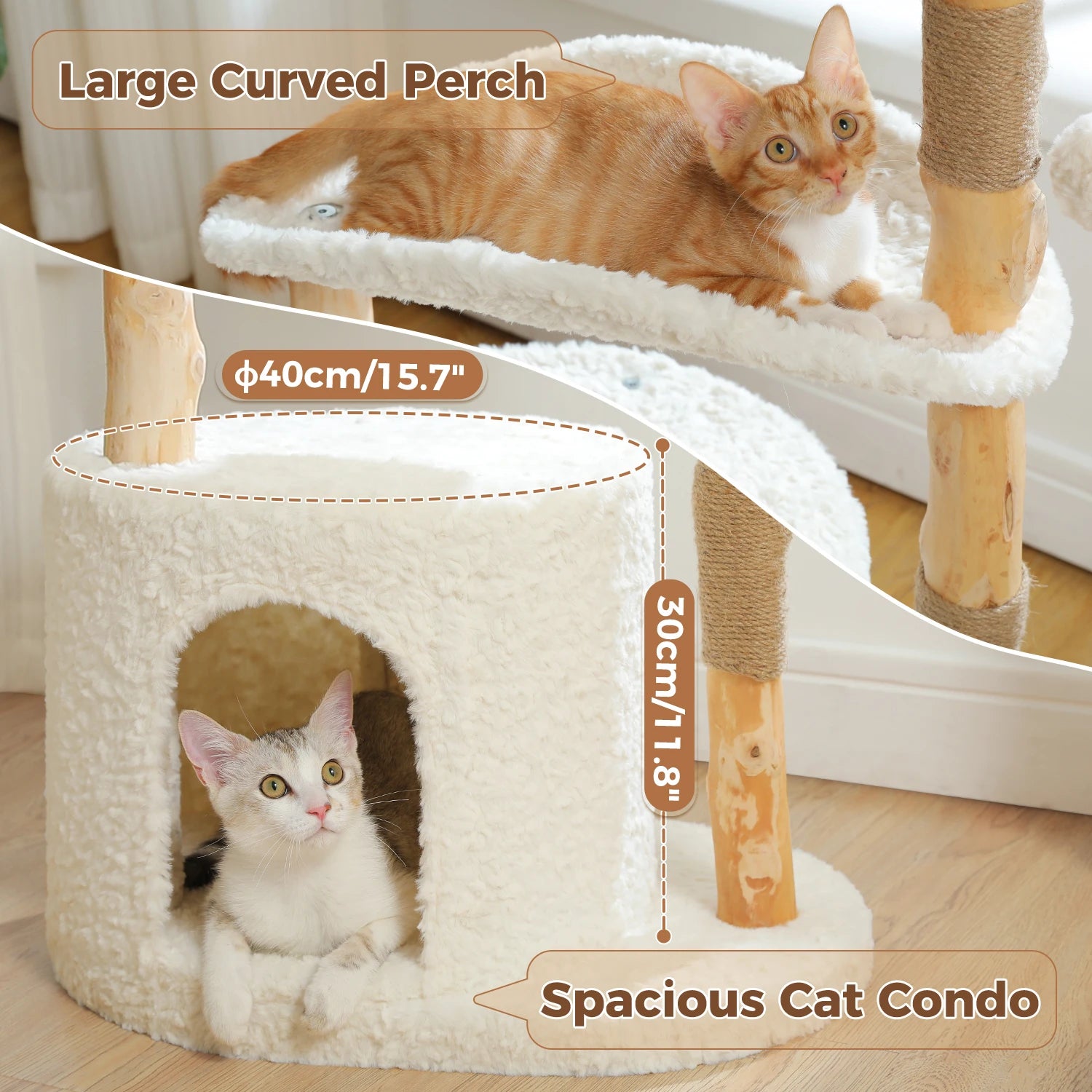 Modern Cat Tree Tower with Wood Scratching Posts