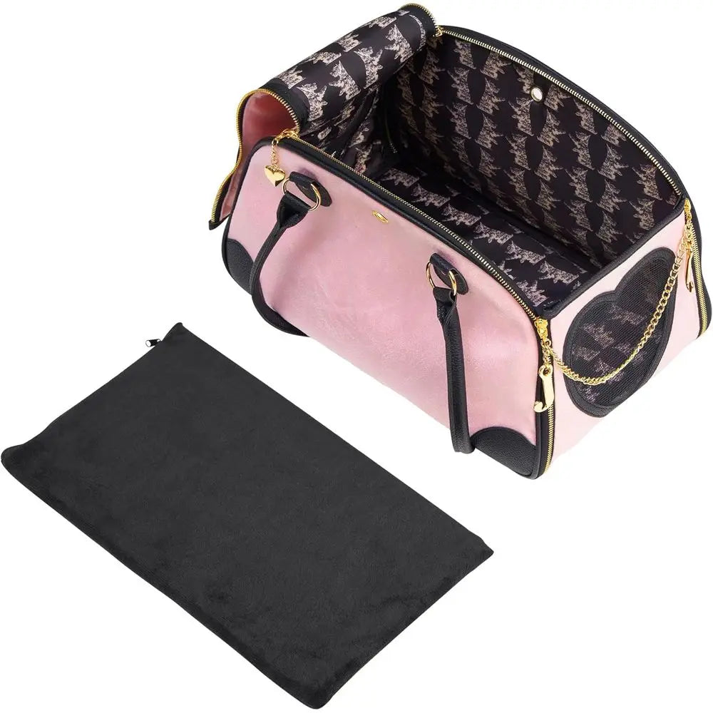 Stylish Pink Travel Bag for Small Dogs and Cats