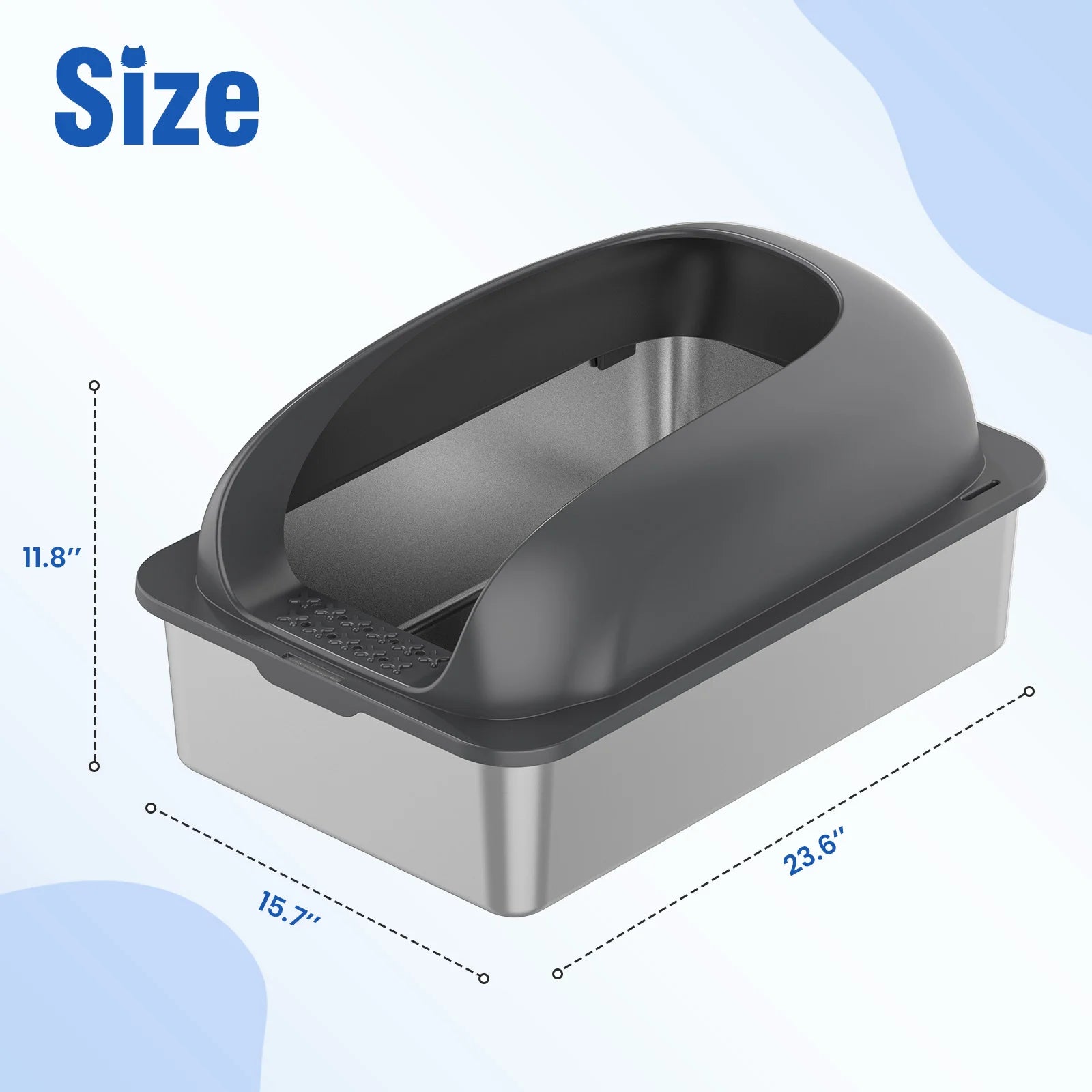 24IN Stainless Steel Cat Litter Box with Lid