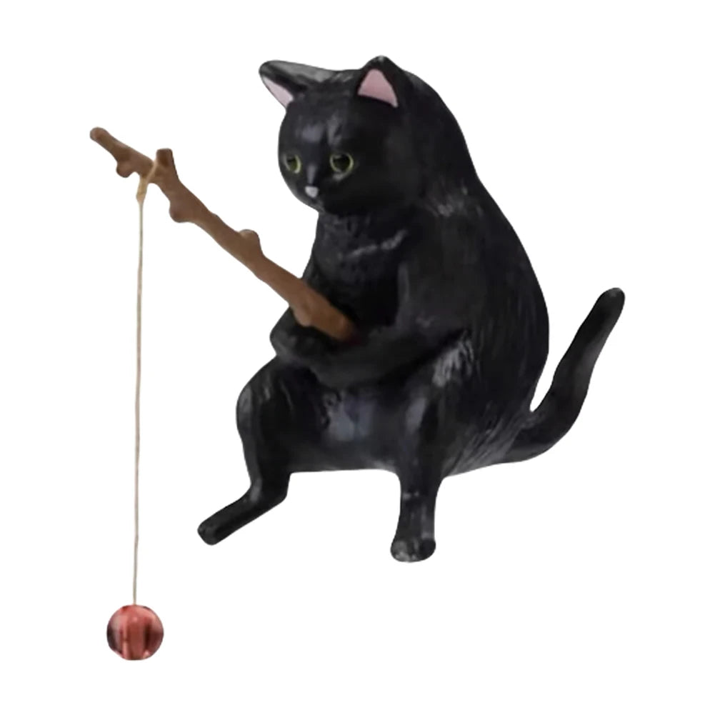Cute Fishing Cat Figurine Ornament Aquarium Decoration
