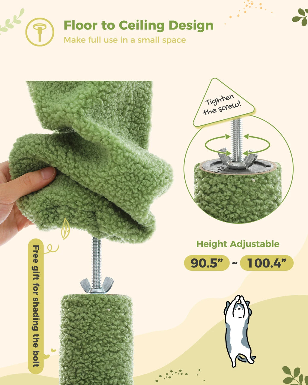 Cactus Tree Floor to Ceiling Cat Tower