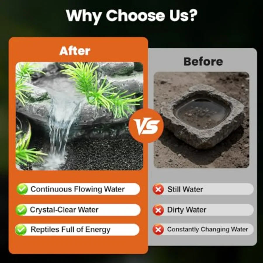 2 in 1 Reptile Water Fountain with Food Dish 550ML
