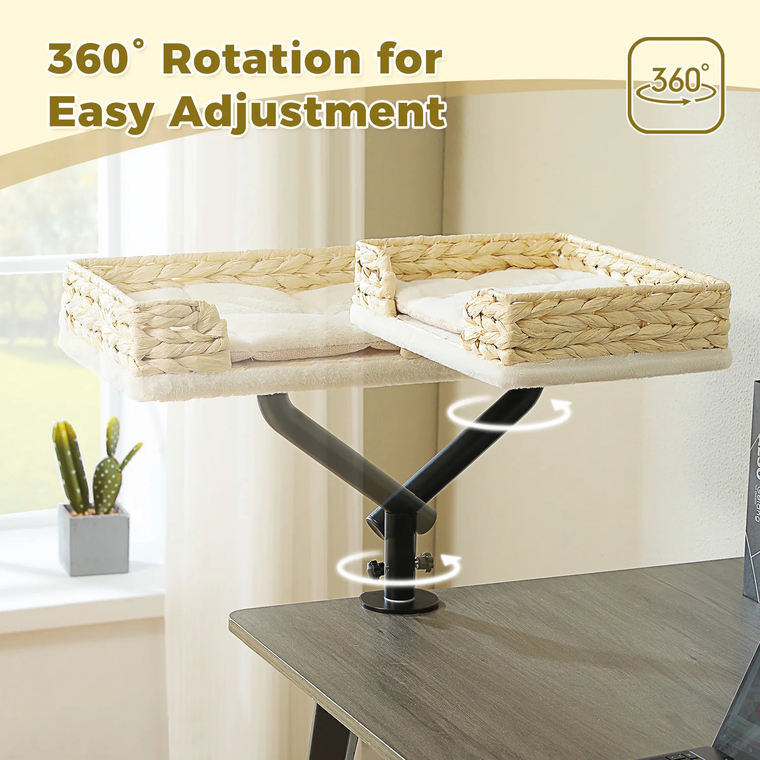 360° Rotatable Cat Bed and Stand for Desk