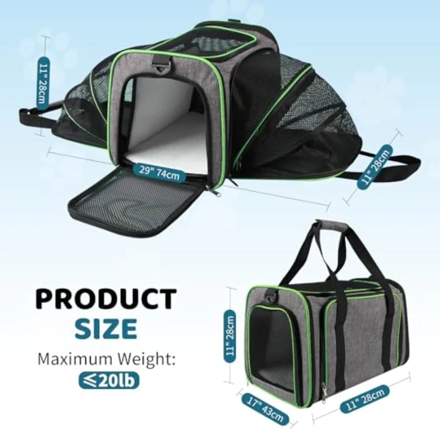 Airline Approved Pet Carrier Expandable Travel Bag