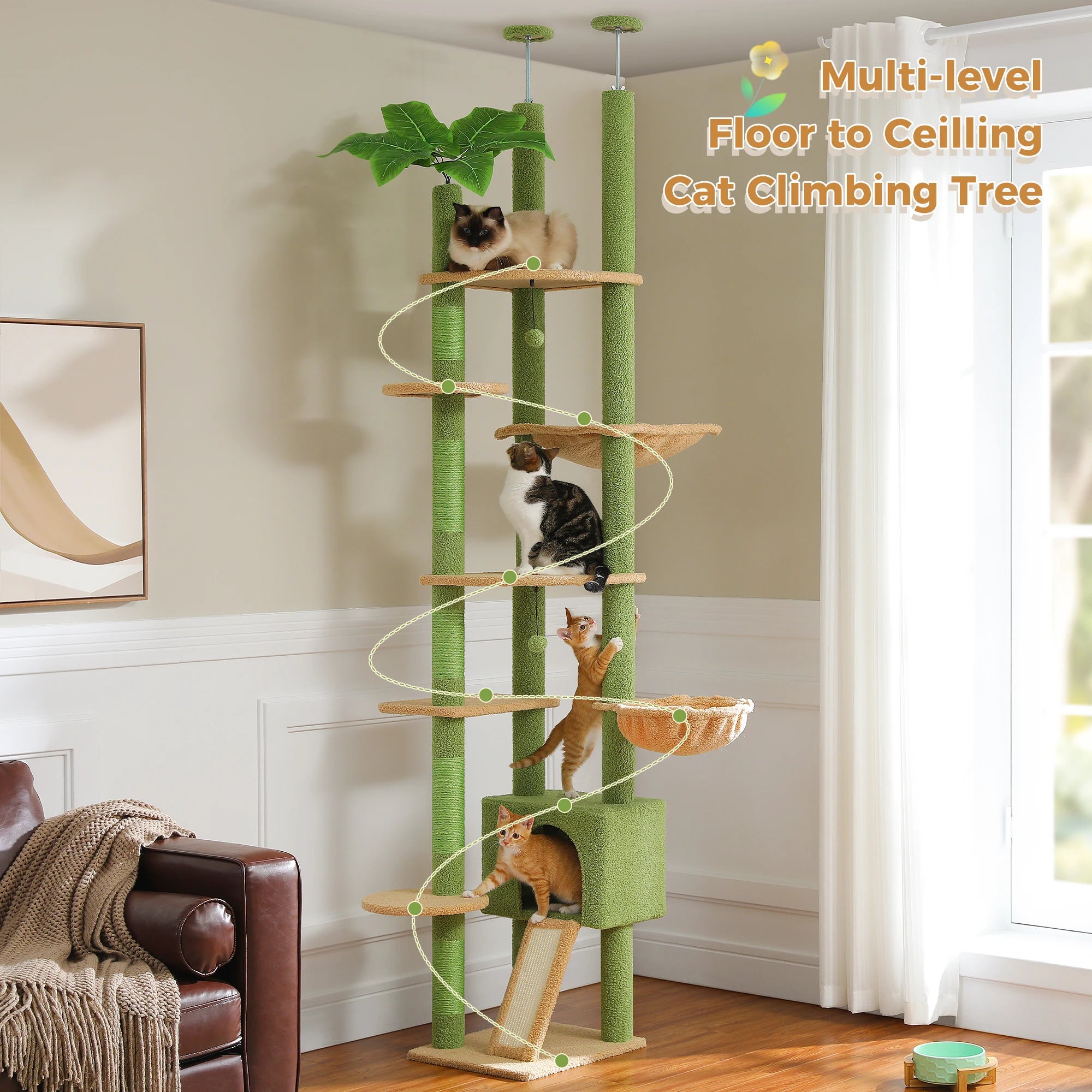 Cactus Tree Floor to Ceiling Cat Tower