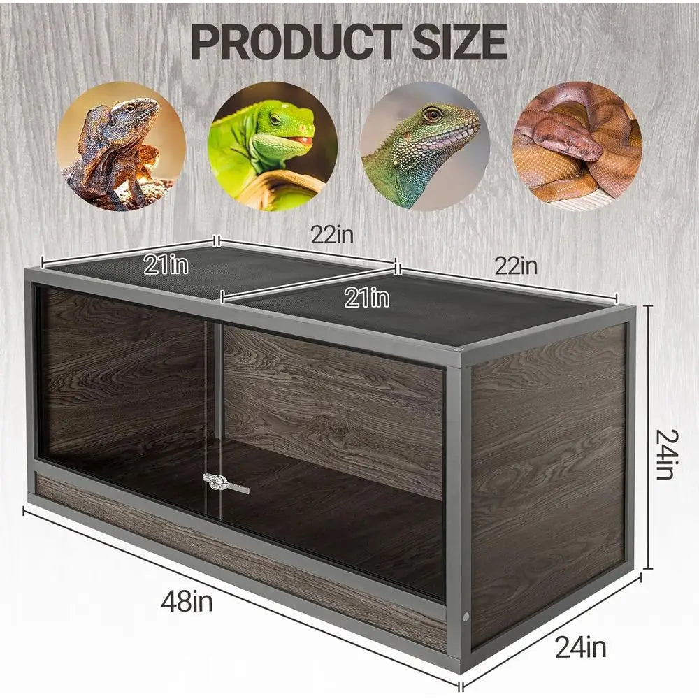Insulated Wooden Reptile Enclosure 120 Gallon 48x24x24