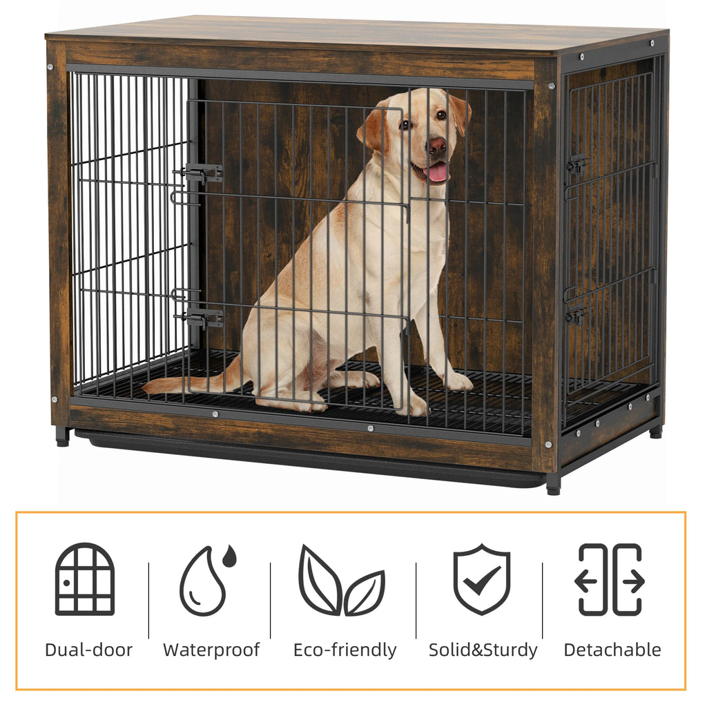Pet Dog Cage Kennel End Table with 2 Doors