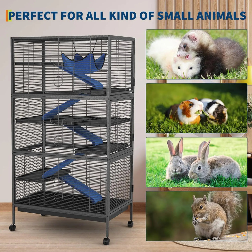 6-Tier Cage with Rolling Stand for Birds and Small Animals