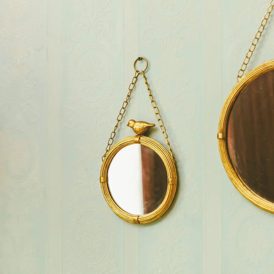 6.7 In Decorative Bird Small Hanging Vintage Mirror