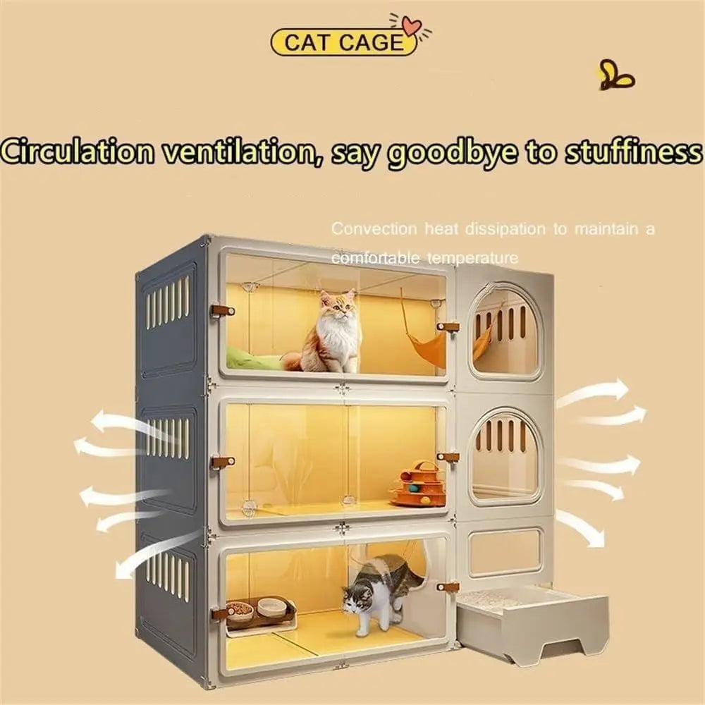 Large Cat Cage Indoor House with Litter Box