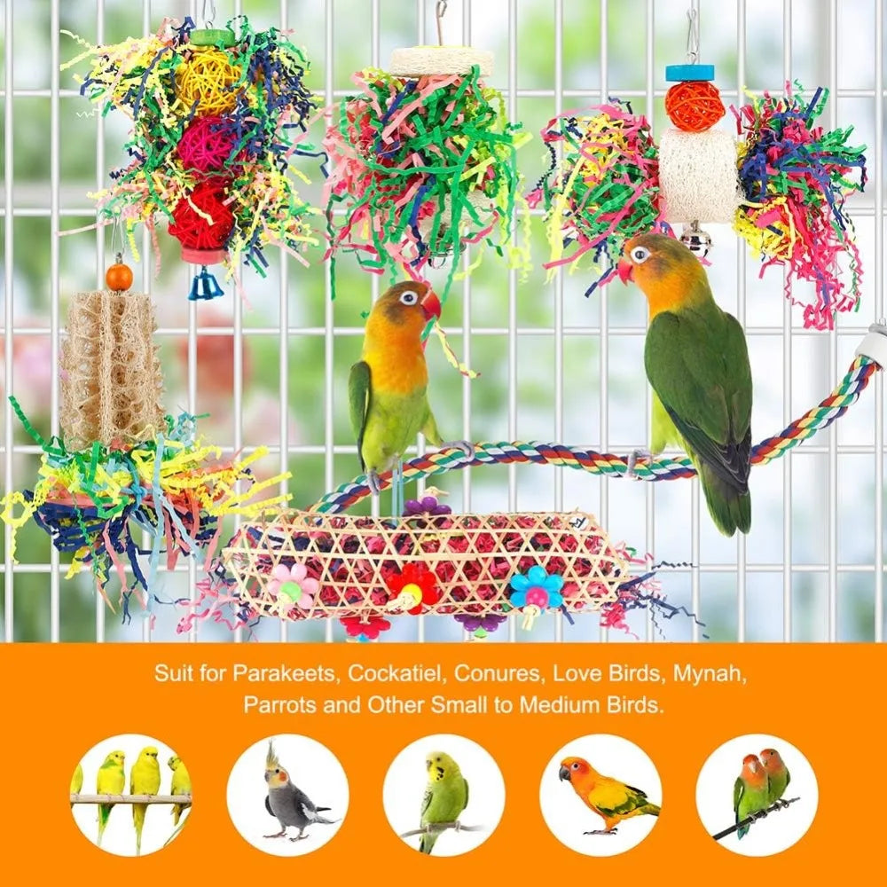 6 Pack Bird Shredding Chewing Toys