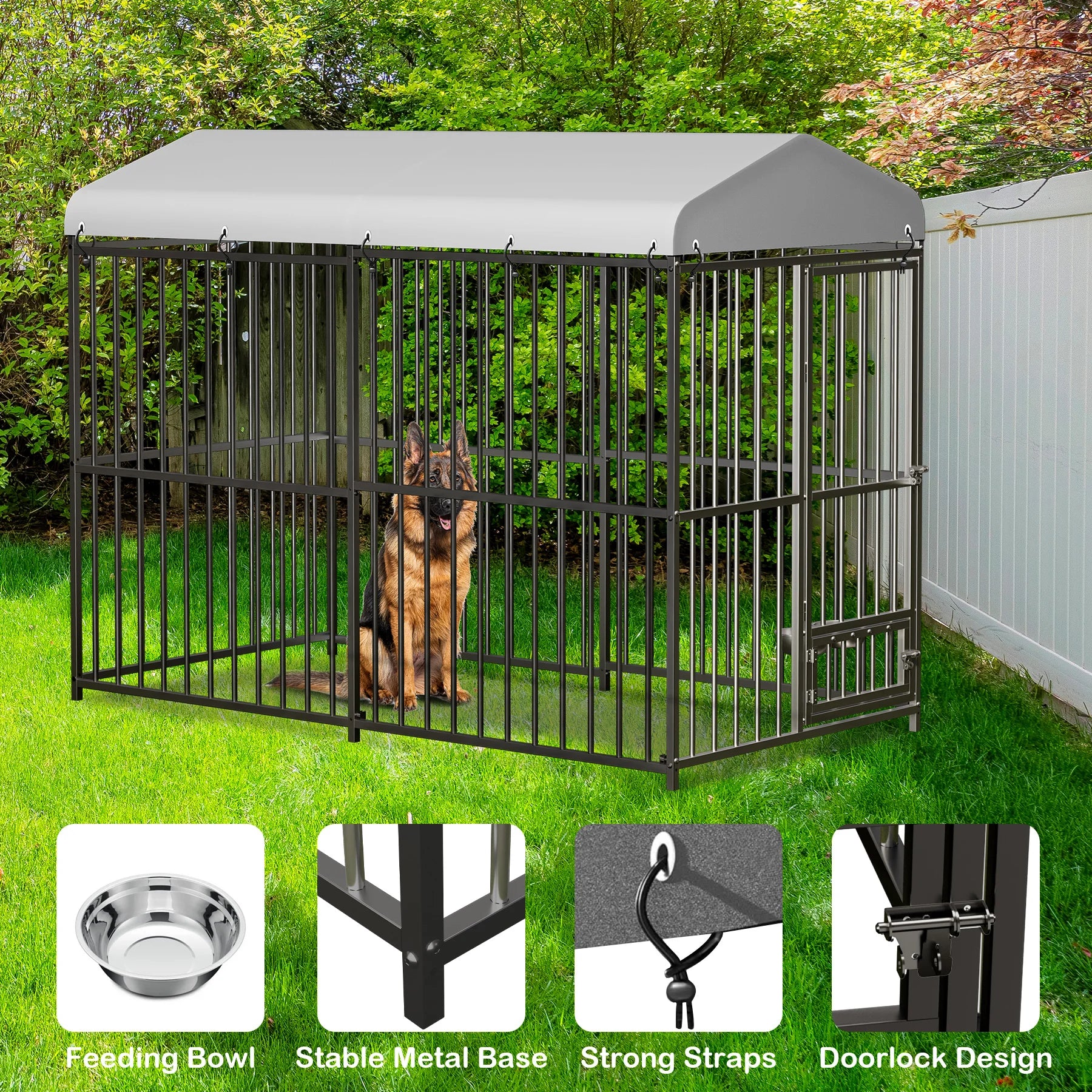 Heavy Duty Outdoor Dog Kennel with Roof