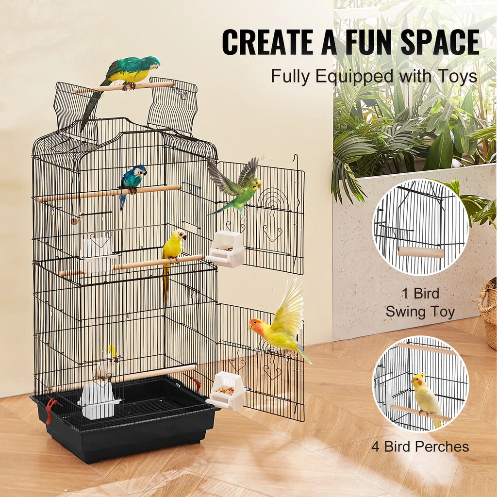 Double Door Large Bird Cage with Swing & Perch